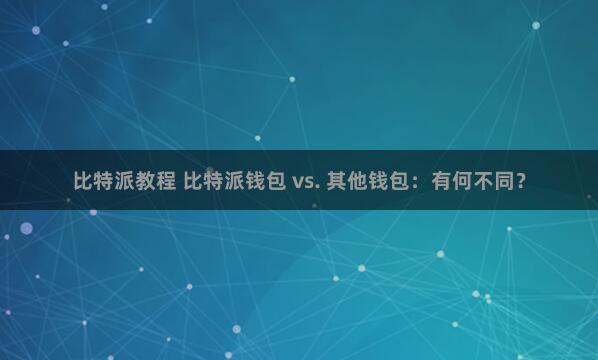 比特派教程 比特派钱包 vs. 其他钱包：有何不同？