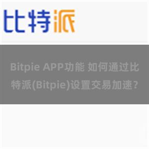 Bitpie APP功能 如何通过比特派(Bitpie)设置交易加速？